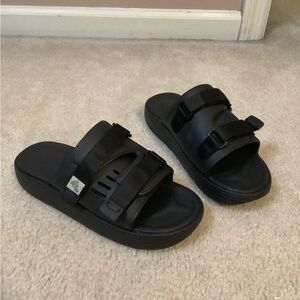 New Free People Suicoke Urich Black Foam Hook &Loop sandal Slides sz 6.